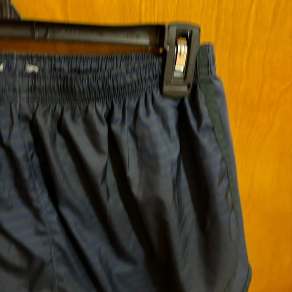 Nike Dri-Fit Athletic Running Shorts Black with Dark Blue Stripes Size Medium - Picture 10 of 12